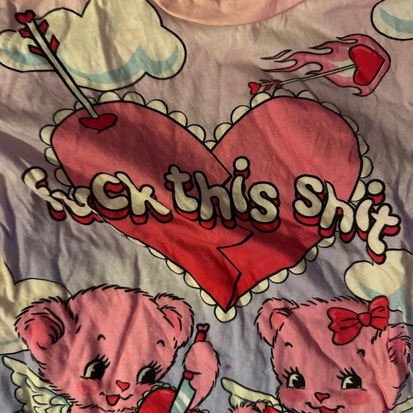 Sugar Thrillz Pink and White Heart Graphic Tee - Picture 2 of 4